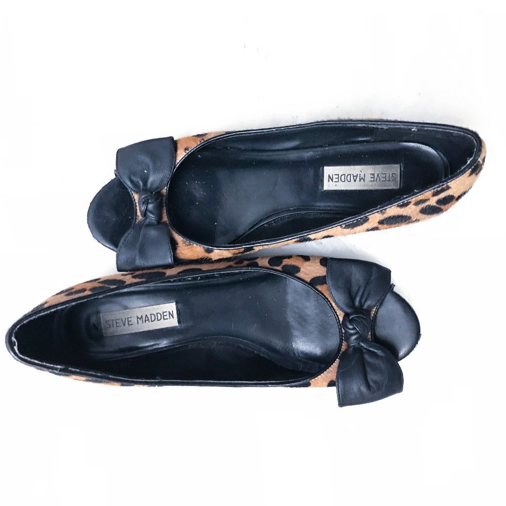 Steve Madden Tan/Black Leopard Print Wedge Flat